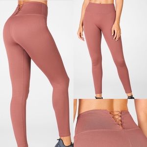 Fabletics Ribbed Leggings in Cherry Mocha